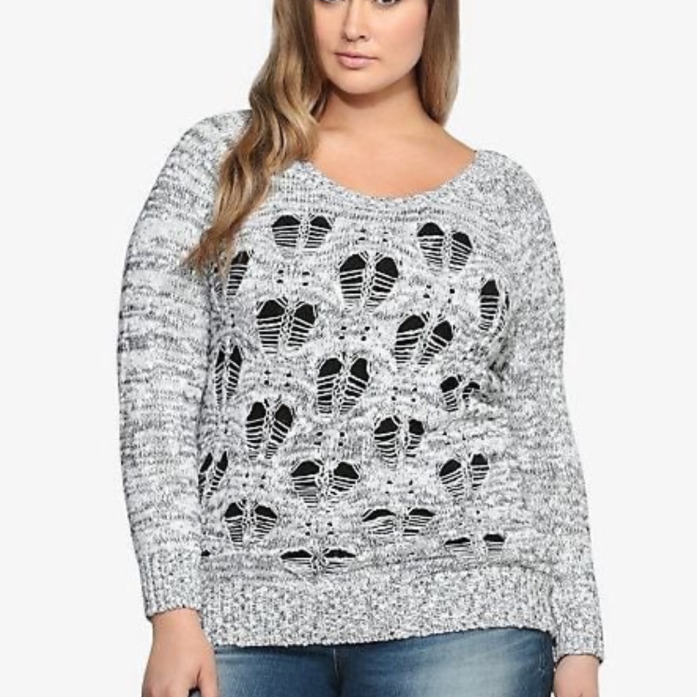 Torrid Open Stitch Knit Heart Sweater
